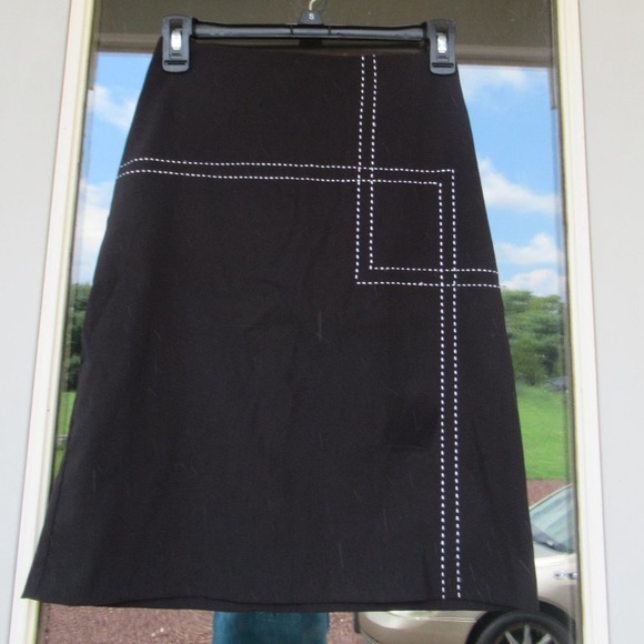 Vintage Dresses & Skirts - Vintage skirt 90s black with white stitching design